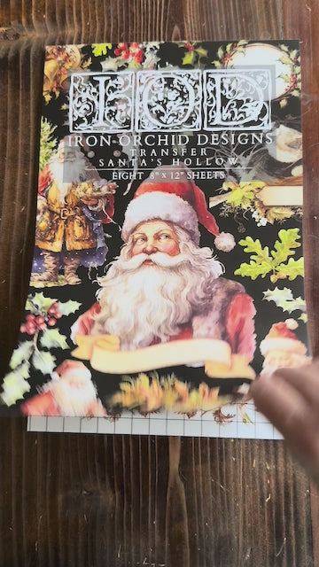 IOD Santas Hollow Rub on Christmas Transfer , Rub on Transfer 12" x 8" Pad.