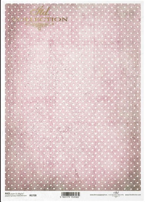 A4 Rose Polka Dot Background Decoupage Paper R1738