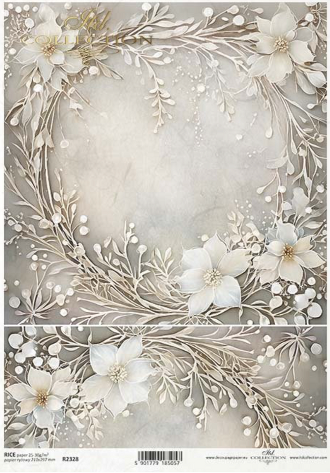 ITD A4 White Wreath Rice Paper 2328