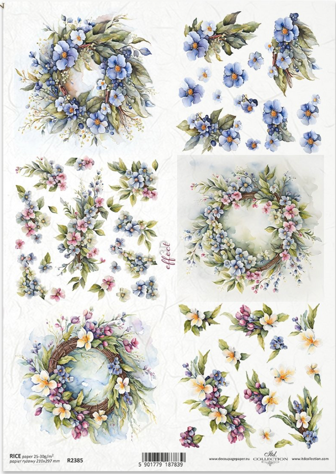 ITD A4 Another Spring Wreath Multi Rice Paper 2385