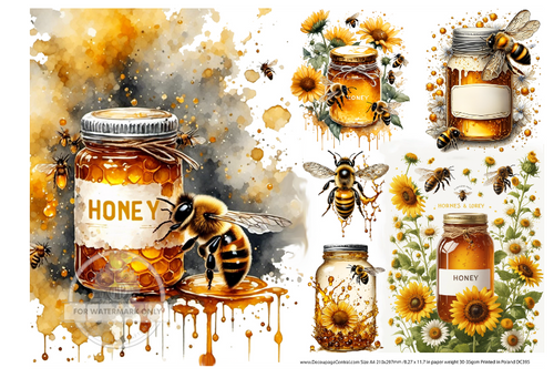 A4 Honey Jars Rice Paper DC395