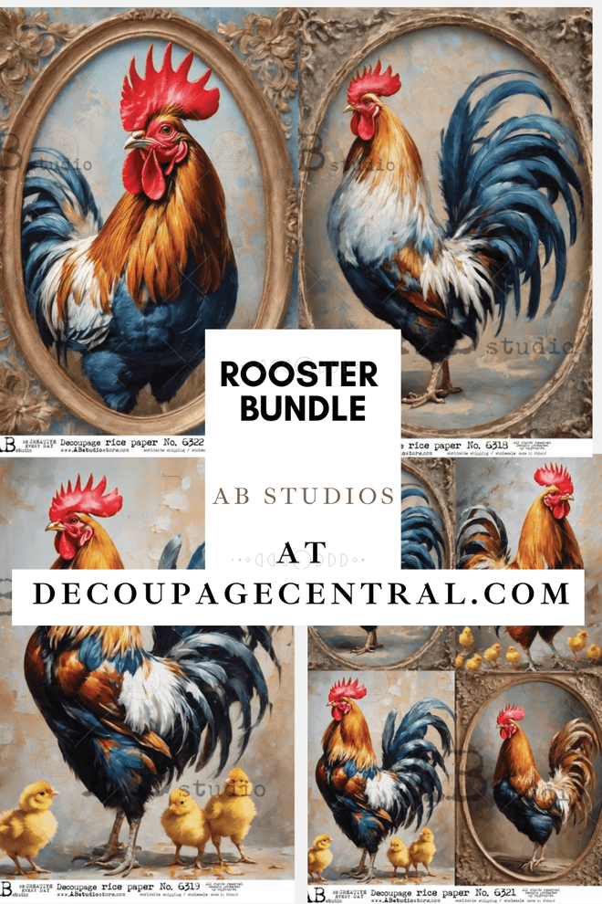 4 Design Rooster Bundle From AB Studios - Decoupage Central