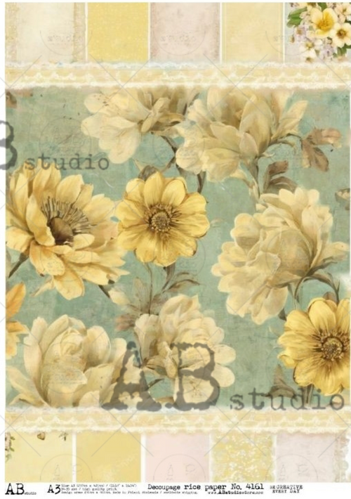 A3 Vintage Summer Floral Multi Rice Paper, AB Studios 4161