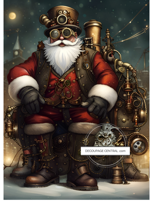 DIGITAL IMAGE: Steampunk Santa.  Instant Download
