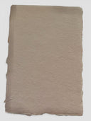 5 SHEETS Lt TAUPE Handmade Cotton 5.75" x 8.25" Rag & Recycled paper with fluffy deckle edges - Decoupage Central
