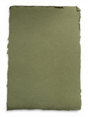 5 SHEETS SAGE GREEN Handmade Cotton 5.75" x 8.25" Rag & Recycled paper with fluffy deckle edges - Decoupage Central