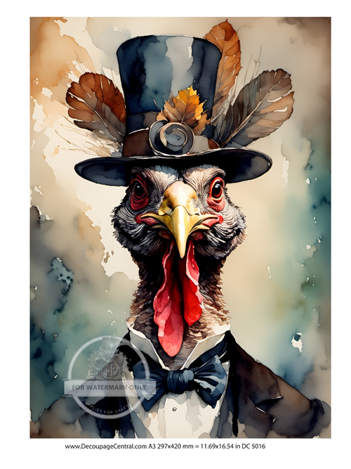 A3 Top Hat Turkey Rice Paper DC5016