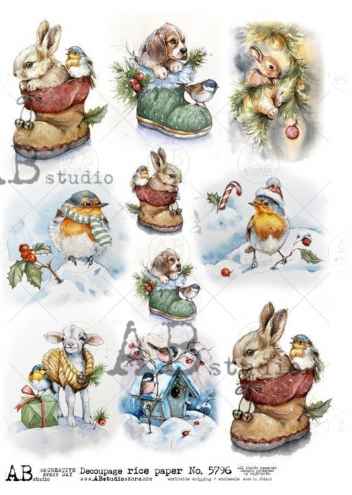 A4 AB LIttle Holiday Images Rice Paper 5796