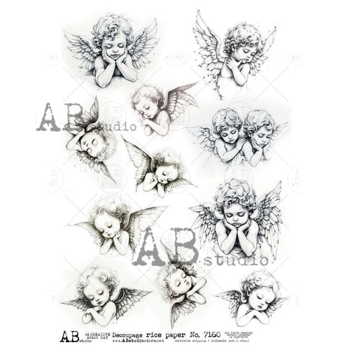 A4 Angel Multi Rice Paper for Decoupage AB Studios 7160