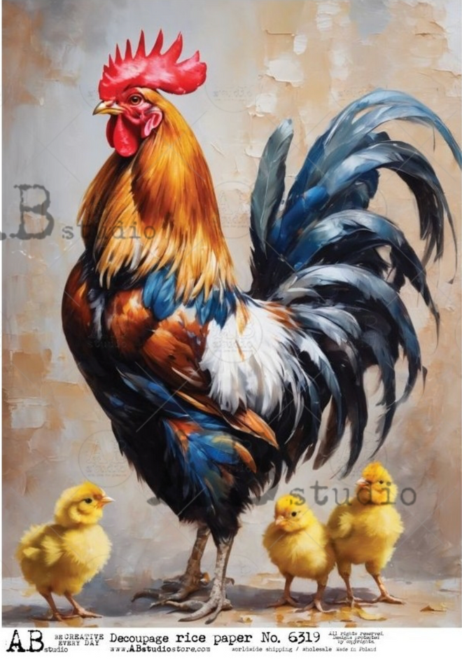 A4 Rooster with Chicks AB Studios 6319