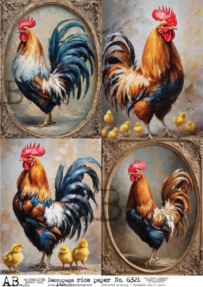 A4 Vintage Rooster Quad AB Studios 6321