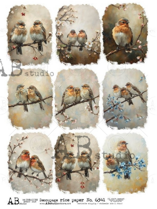 A4  Birds on a Branch Multi AB Studios 6341