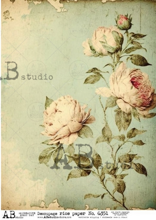 A4 French Vintage Flower Wallpaper AB Studios 6351