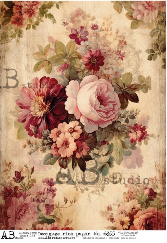 A4 Vintage Flower Wallpaper AB Studios 6355