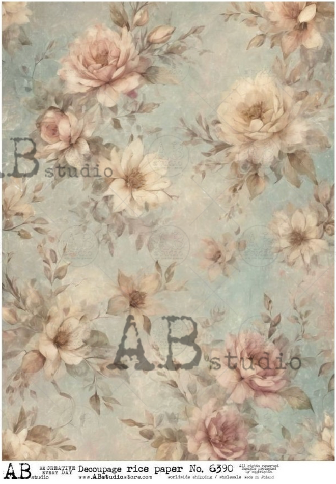 A4 Delicate Flower Wallpaper Rice Paper Background AB Studios 6390