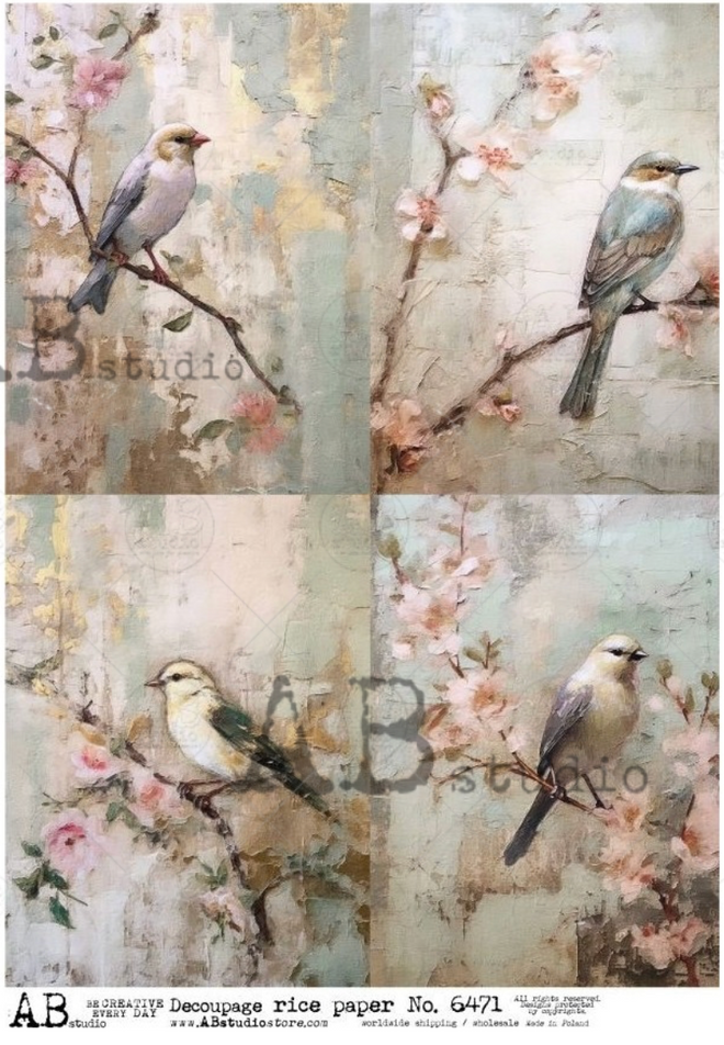 A4 Rustic Birds Quad AB Studios 6471