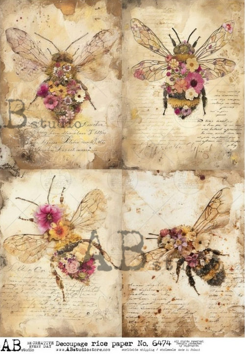 A4 Flower Bees Quad AB Studios 6474