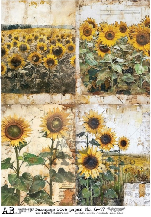 A4 Rustic Sunflowers  Quad AB Studios 64967