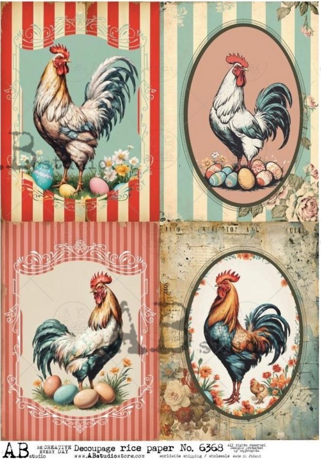 A4 French Rooster Quad AB Studios 6368