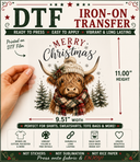 Merry Christmas Cow DTF Iron-On Transfer 9.51"x 11"