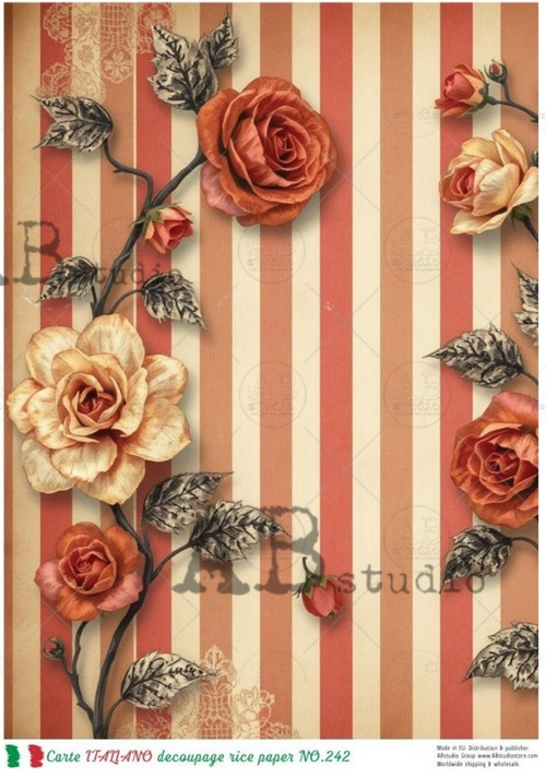 A4 Tangerine Stripes and Flowers Carte Italiano 252