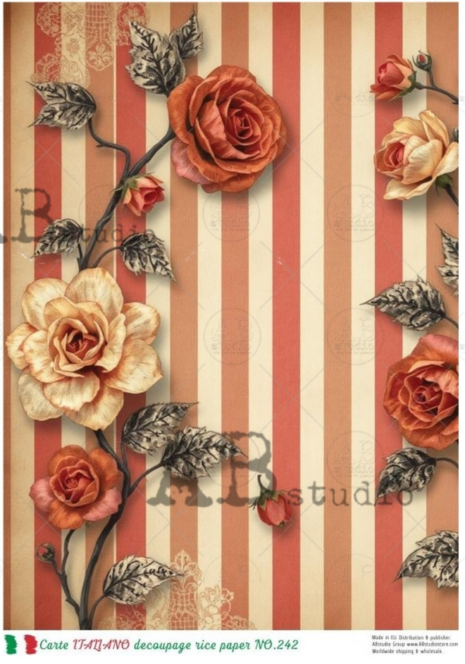 A4 Tangerine Stripes and Flowers Carte Italiano 252