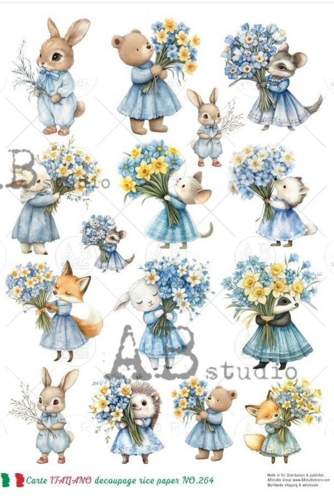 A4 Cute Spring Animals  Multi Carte Italiano 264