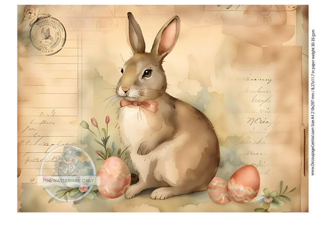 DIGITAL IMAGE:Easter Carte Postale Bunny  Instant Download