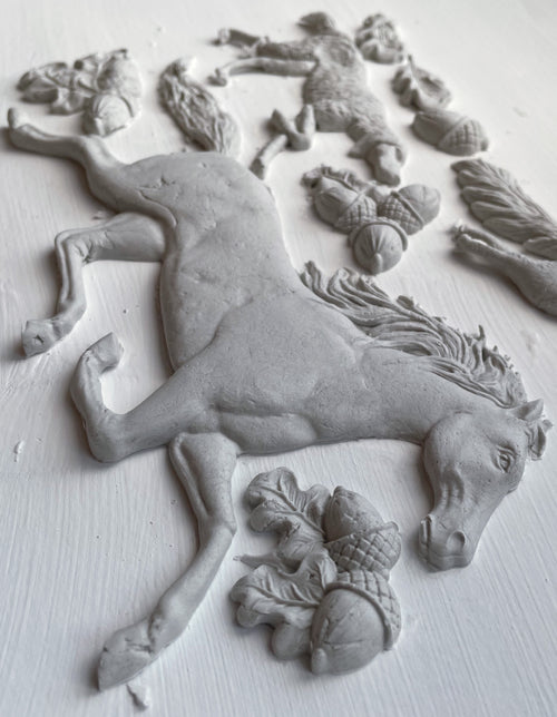 IOD Silicone Mould Horses and Hounds,  Total Size 6" x 10"
