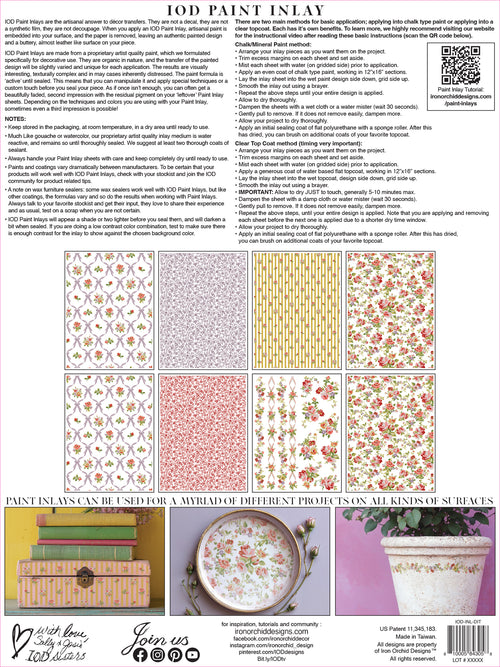 IOD Ditsy Blooms, Paint Inlays 12" x16" Pad, 8 pages.