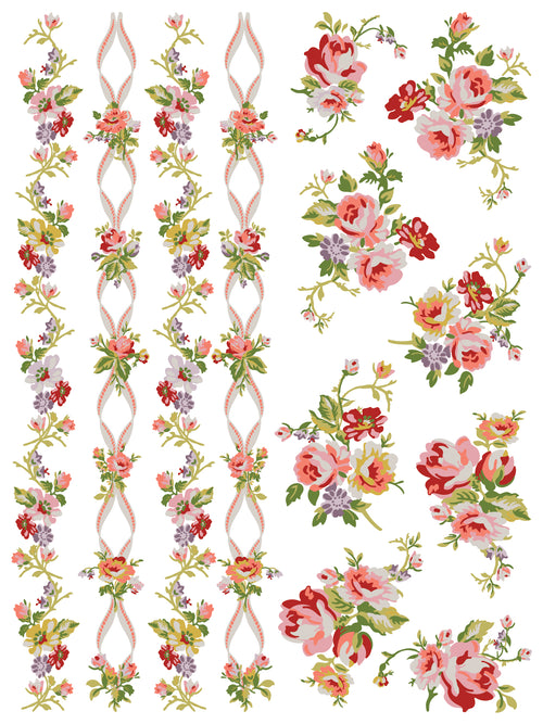 IOD Ditsy Blooms, Paint Inlays 12" x16" Pad, 8 pages.