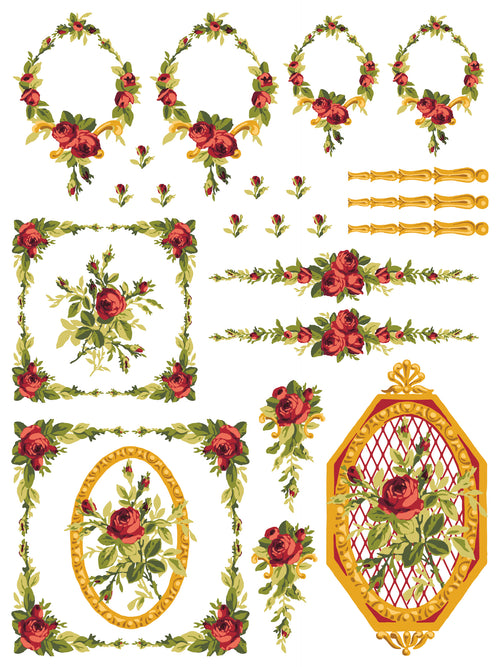 IOD Petite Fleur RED, Paint Inlays 12" x16" Pad, 4 pages