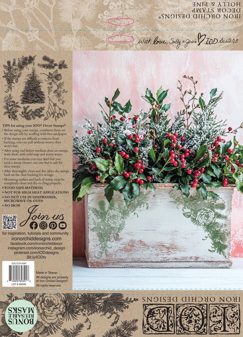 IOD Holly & Pine Stamp Collection 12"x 12"