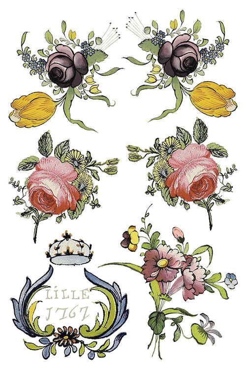 NEW IOD Fairytale Florals , Rub on Transfer 12" x 8" Pad.