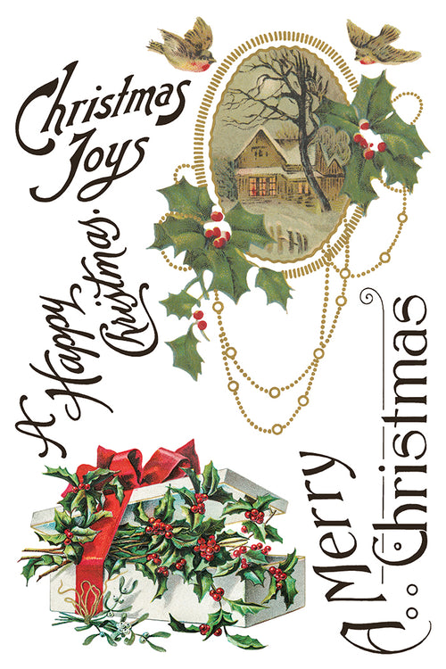 IOD Christmas Joy Transfer , Rub on Transfer 12" x 8" Pad.