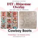 Cowboy Boots DTF & Rhinestone Overlay: Read Instructions. Approx. 2" x 3" each
