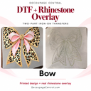 Bow DTF & Rhinestone Overlay: Read Instructions. Approx. 8.5" x 7"