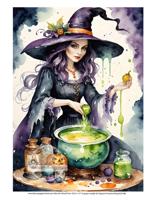 A4 Purple Witch Rice Paper DC486