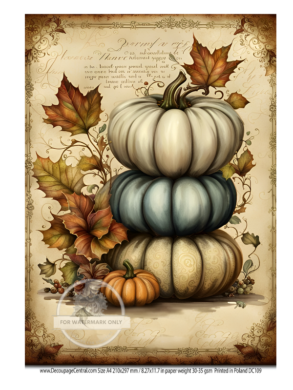 A4  Stacked Pumpkins Rice Paper DC109