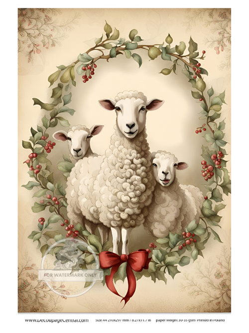 A4 Christmas Sheep Rice Paper DC119