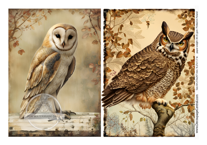 A4 Winter Owl Rice Paper DC123