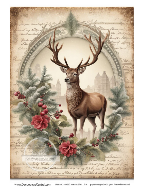 A4 Winter Stag Rice Paper DC127