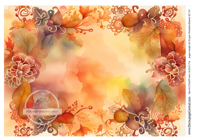 A4 Fall Floral Background Rice Paper DC141