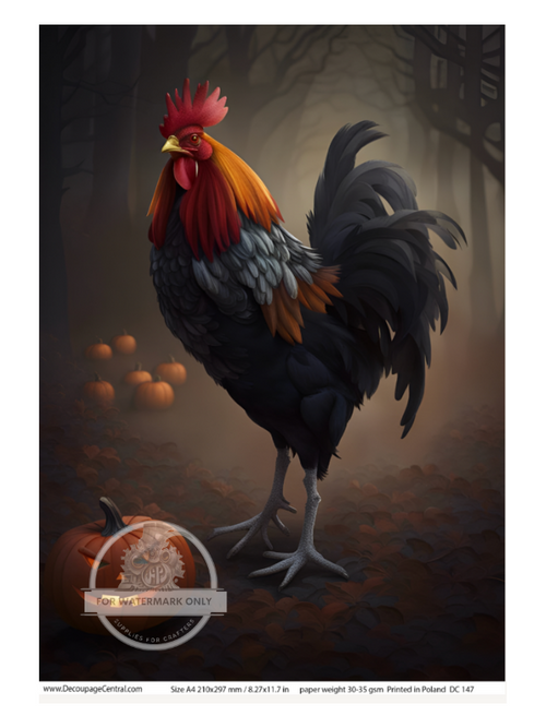 A4 The Halloween Rooster Rice Paper DC147