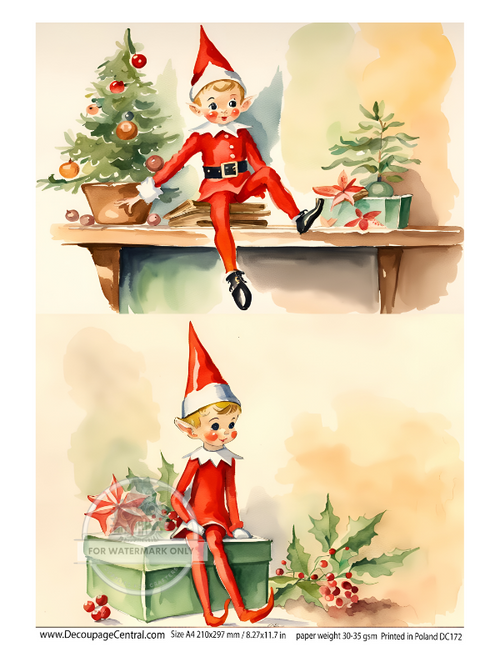 A4 Christmas Elf Duo Rice Paper DC172C