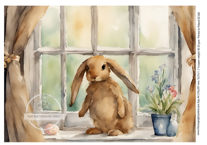 A4 Bunny in the Window Rice Paper DC208