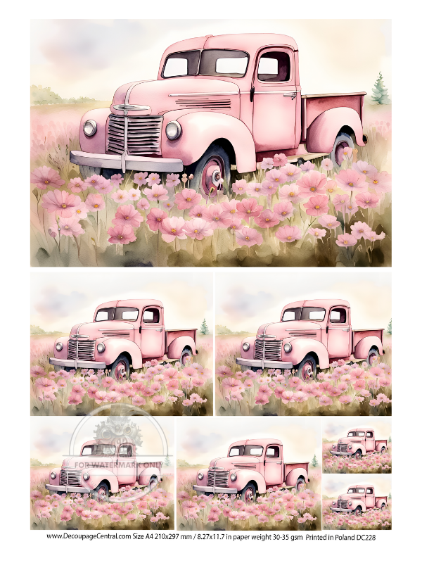 A4 Pink Truck Mini Rice Paper DC 228