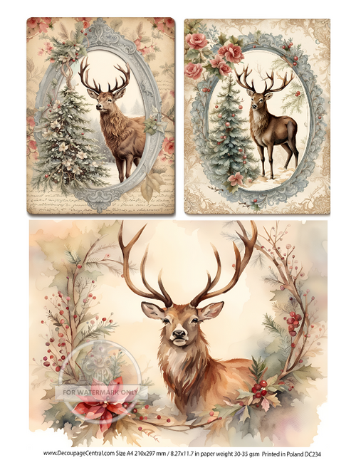 A4 Holiday Stag Rice Paper DC234