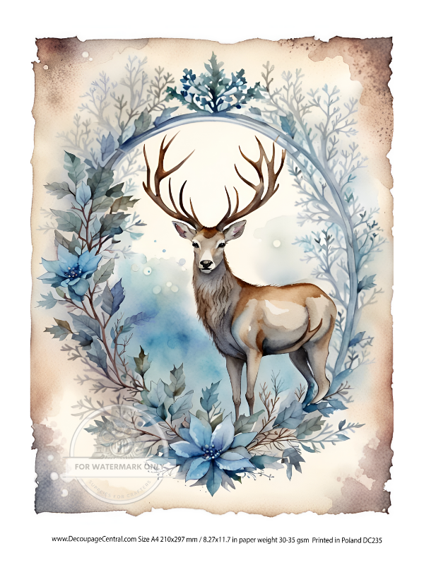 A4 Blue Stag Rice Paper DC235