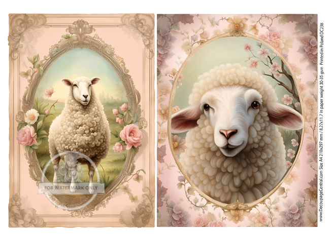 A4 Pink Sheep Rice Paper DC238